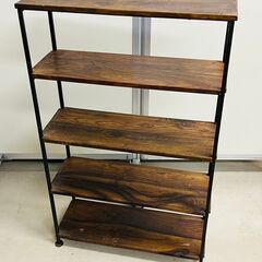 木製 シェルフ ラック 鉄 重圧 キャビネット 古家具 飾棚 ヴィンテージ アンティーク レトロ 時代物 インテリア 置物 飾物 在庫有り1