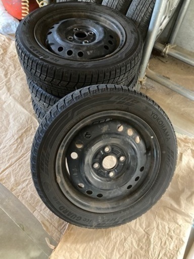 スタッドレスタイヤ＋ホイール+ホイールカバー アイスガードig60 155/65r14 中古