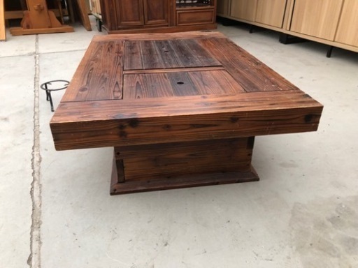 杉無垢材の囲炉裏テーブル 五徳&灰もセット 120cm×80cm×35cm