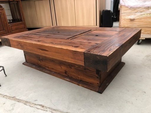 杉無垢材の囲炉裏テーブル 五徳&灰もセット 120cm×80cm×35cm