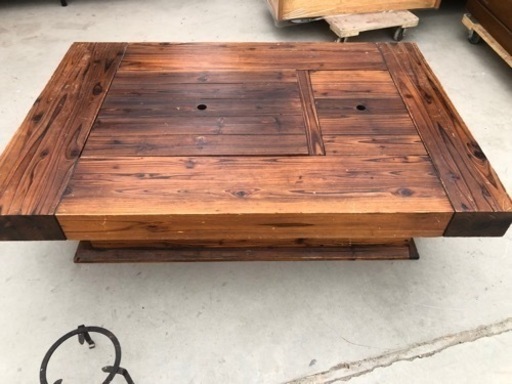 杉無垢材の囲炉裏テーブル 五徳&灰もセット 120cm×80cm×35cm