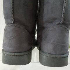ボアブーツ 濃いめグレー 23cm ミドル スウェード調 可愛い ★バックスキンの画像