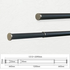 物干し竿 ブラック マット オシャレ ステンレス製の画像