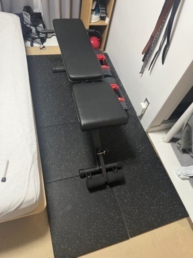 可変式ダンベル40キロ2個、トレーニングベンチ、トレーニングマット3点セット