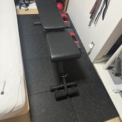 可変式ダンベル40キロ2個、トレーニングベンチ、トレーニングマッ...