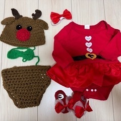 新生児　ニューボーンフォト　サンタトナカイクリスマスコスプレ
