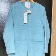 水色のフェイクファーコート  新品未使用