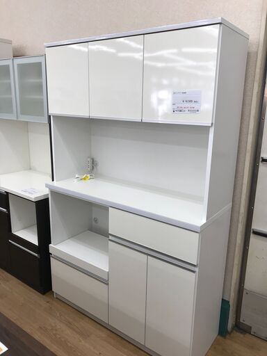 ★ジモティ割あり★ 土井インテリヤ 食器棚 ホワイト H184×W117×D45 クリーニング済み KJ3916