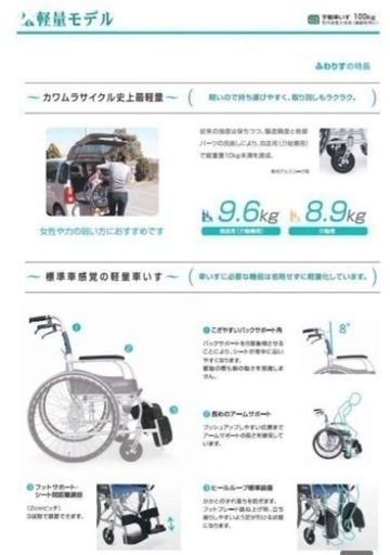 終了　中古 カワムラサイクル KF16−40-42SB ふわりす 介助用車いす 車椅子 軽量 ブレーキ 車イス 