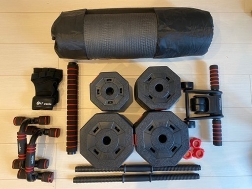【セット】ベンチ台、ダンベル(40kg)、ストレッチマット、腹筋ローラーなど