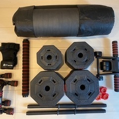 【セット】ベンチ台、ダンベル(40kg)、ストレッチマット、腹筋ローラーなど