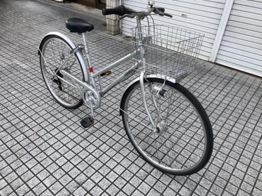 【27インチ自転車】6段変速　LEDオートライト付　前後タイヤ新品❗️鍵、前カゴ新品❗️スペアキーあり　若林自転車　浜大津店　SALE