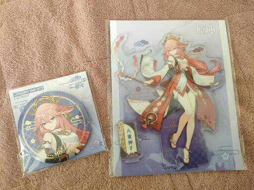 新品未開封 原神 八重神子 アクリルスタンド缶バッジセット