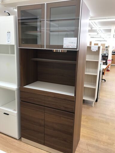 ★ジモティ割あり★ 末次家具工芸 レンジボード ブラウン H190×W81×D45 クリーニング済み KJ3933