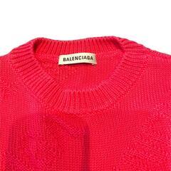 BALENCIAGA 斜めロゴ ピンク コットン ニット セーター XSの画像
