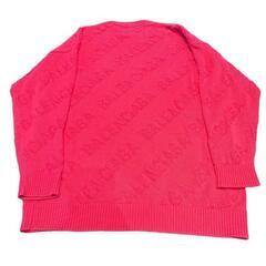 BALENCIAGA 斜めロゴ ピンク コットン ニット セーター XSの画像