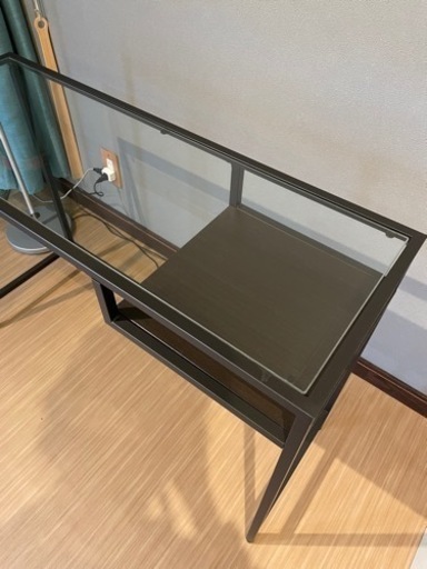 IKEA イケア　VITTSJÖ ヴィットショー ラップトップテーブル, ブラックブラウン/ガラス, 100x36 cm