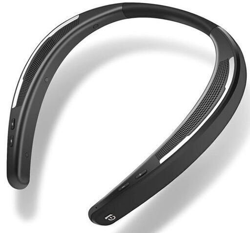 ワイヤレス ウェアラブルネックスピーカー 日本語音声ガイド Bluetooth 5.0  88g軽量 首掛けスピーカー テレビ用/ハンズフリー通話/スポーツ用 Zoom/Skype 対応 生活防水対応 (black)