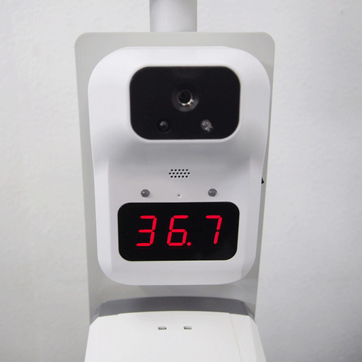 【消毒用入口セット】非接触型温度計＋センサー式アルコールディスペンサー＋A4サイズPOP＋スタンド (IA60)