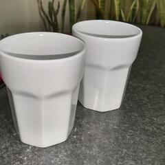 IKEA 陶器のコップ(オフホワイト) ２個セット