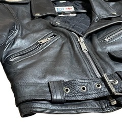 【美品】Umr社製 オールド レザーダブルライダース アメジャン　ブラック　Sの画像