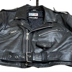 【美品】Umr社製 オールド レザーダブルライダース アメジャン　ブラック　Sの画像