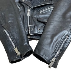 【美品】Umr社製 オールド レザーダブルライダース アメジャン　ブラック　Sの画像