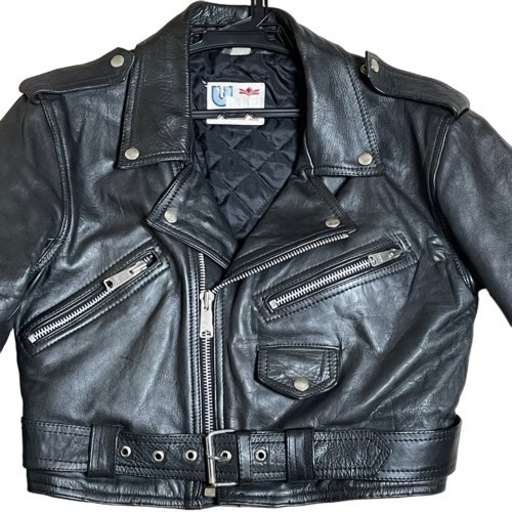 【美品】Umr社製 オールド レザーダブルライダース アメジャン　ブラック　S