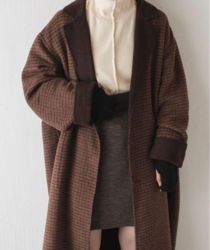 kastane チェックリバーシブルチェスターロングコート