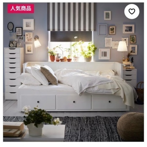 HEMNES ヘムネス デイベッドフレーム（引き出し×3）, ホワイト,