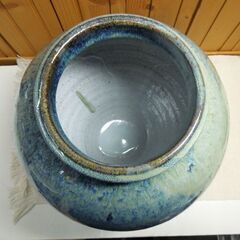 こぶ志焼 花瓶 初代 山岡三秋 銘 海鼠釉 北海道の焼物 岩見沢 高さ26cm 花器 花入 花生 こぶし焼 レトロ 札幌市 厚別店の画像