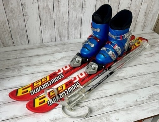 お引取り限定 スノーカービング SCV GS9 ジュニアスキー4点セット 板100cm ブーツ19.5cm 子供用