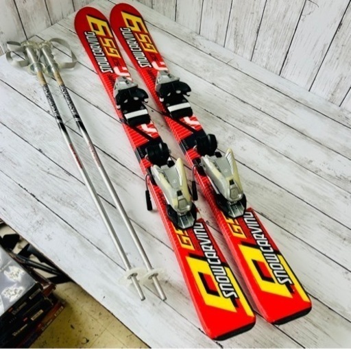 お引取り限定 スノーカービング SCV GS9 ジュニアスキー4点セット 板100cm ブーツ19.5cm 子供用