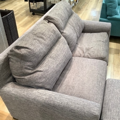 【トレファク神戸南店】2人掛けソファー IDC 布 テラソー オットマン付【取りに来られる方限定】