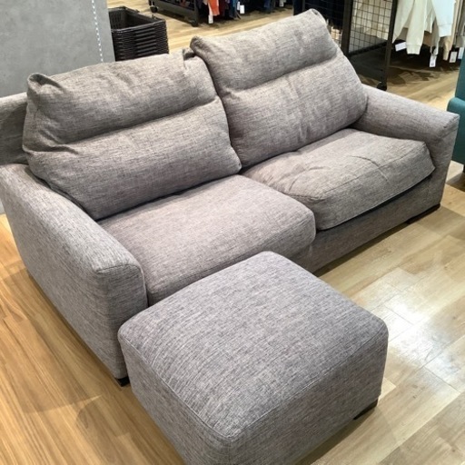 【トレファク神戸南店】2人掛けソファー IDC 布 テラソー オットマン付【取りに来られる方限定】
