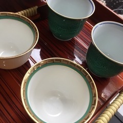 真鍮 真鍮メッキ薬缶 漆セット 湯呑み の画像