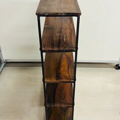 重圧 木製 シェルフ ラック 鉄 キャビネット 古家具 飾棚 アンティーク