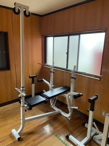 【値下げ】ベンチプレス スクワット ラットプルダウン トレーニング器具 シャフト込
