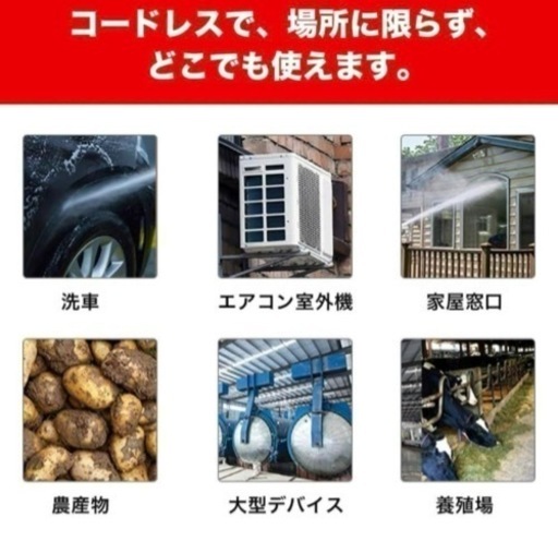 ⭐️新品⭐️高圧洗浄機 コードレス 充電式 高圧噴射3段階調節圧力 自吸式 バッテリー駆動