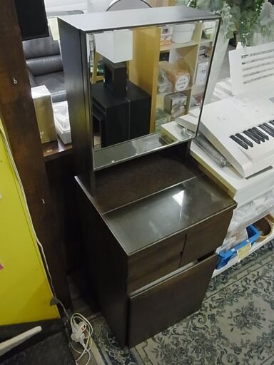 ドレッサー　スツール付き　1口コンセント　鏡台　化粧台　1面鏡　メイク