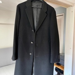 「ユニクロ」メンズチェスターコート(ブラック) Sサイズ