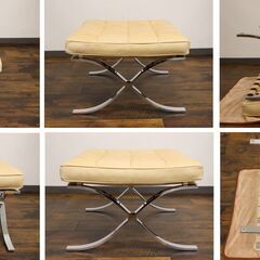 ≪U638ジ≫ Knoll/ノール ミース ファン デル ローエ コレクション バルセロナ スツール/オットマン ベージュ系 インテリア/家具/椅子/チェアの画像