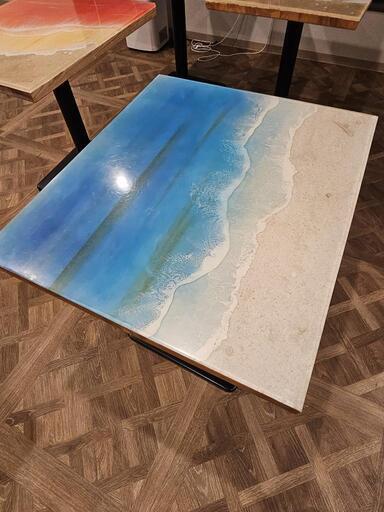 レジンテーブル　青