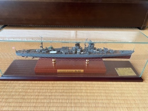 日本海軍　軽巡洋艦　矢引　艦船模型　完成品　アクリルケース付き