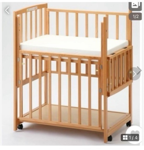 ベビーベッド国産 ハイタイプ コンパクトベッド ツーオープン ミニベッド収納棚付