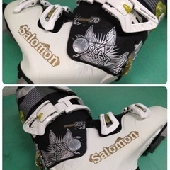 ● F)  SALOMON サロモン QUEST access 77CW energyzer 70 スキー ブーツ  298mm 25-25.5cm  スキー靴  ホワイト×ブラック 美品 ③の画像