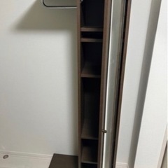 全身鏡つき収納(可動棚、ハンガーラック有)の画像