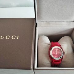 【新品】GUCCIラバーベルト腕時計SYNCレディース保証書YA137303赤