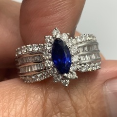 Pt900 サファイヤリング 0.86ct ダイヤモンドリング 0.59ct 0.36ct 9.1g