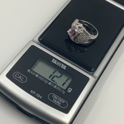 pt900 クンツァイトリング　ダイヤモンドリング　3.321ct D0.289ct 12.1g